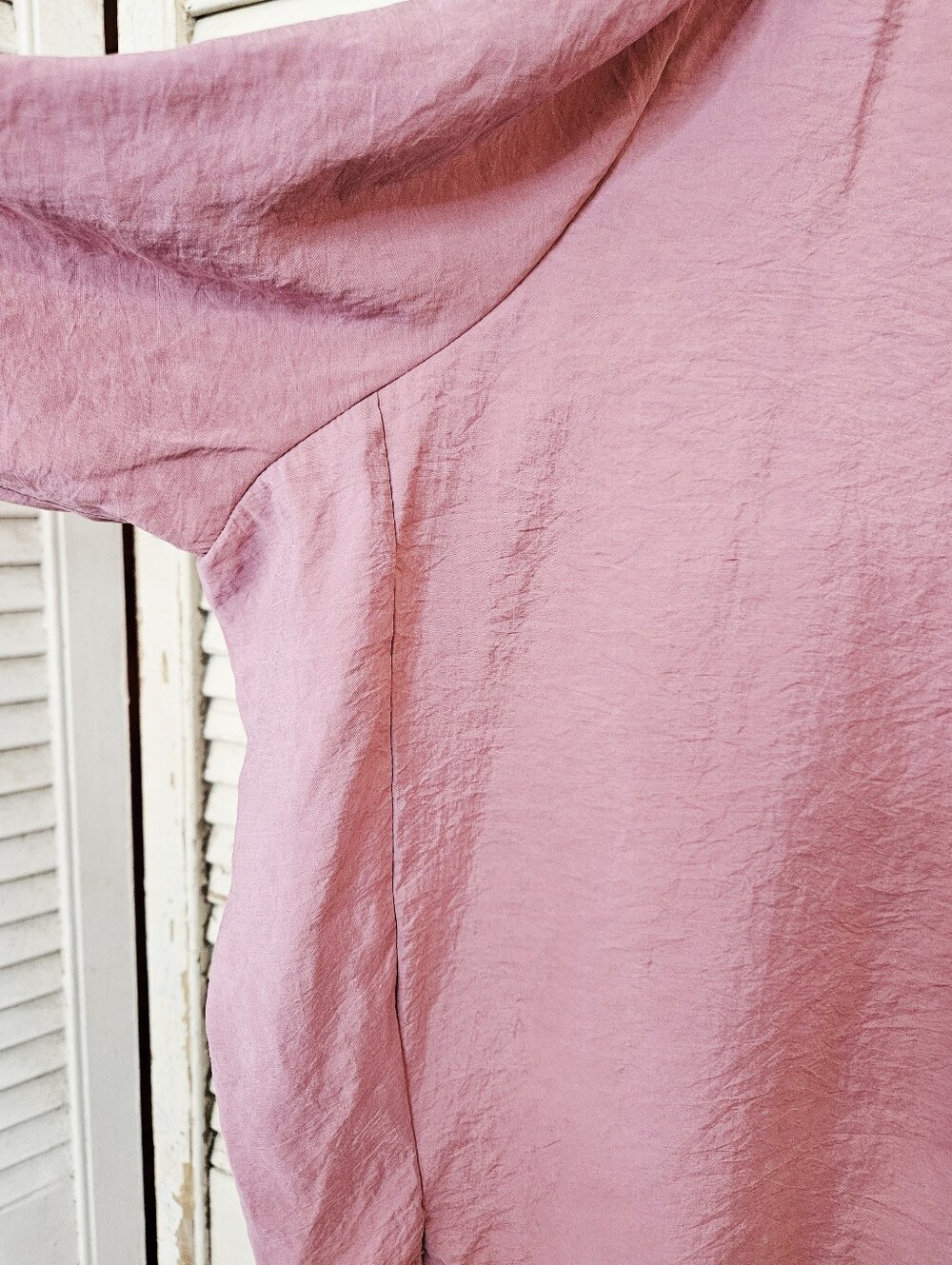 Zara Mauve/Pink Crepe Oversized Blouse Fits Medium To XL - Picture 9 of 12